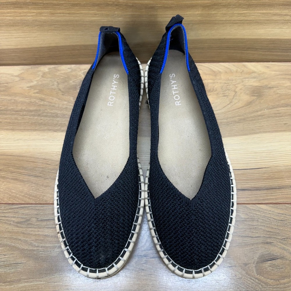Rothys The Espadrille Flat Black Womens 10 Platform Everyday Walk Office Modern